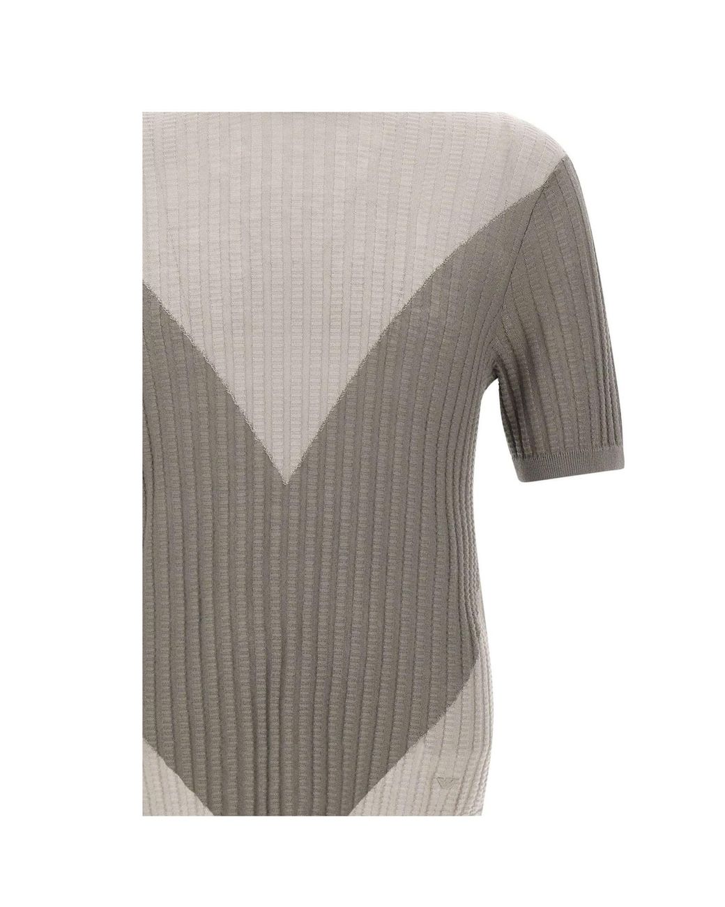 Emporio Armani Gray Maxi Rib V-Pattern Knitted Sweater for men