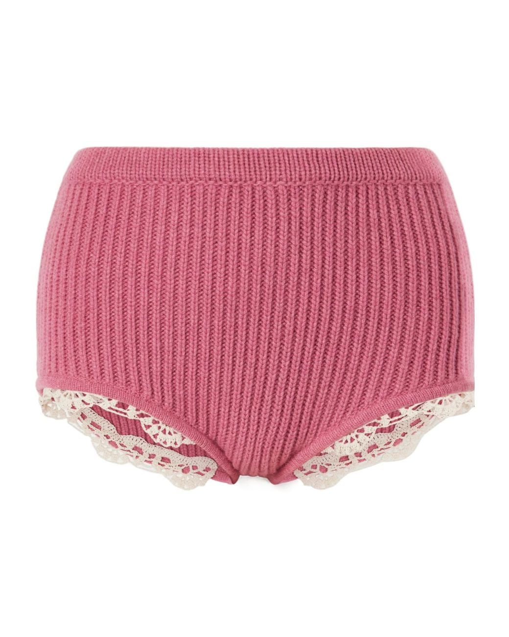 Magda Butrym Pink Crochet-Trimmed Knitted Cashmere Shorts