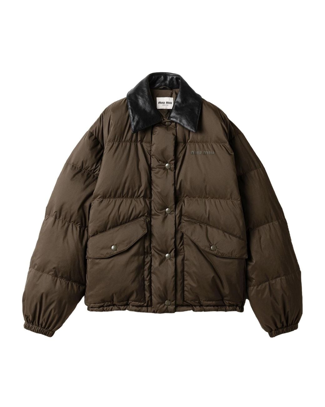 Miu Miu Brown Technical Pongé Cropped Down Jacket
