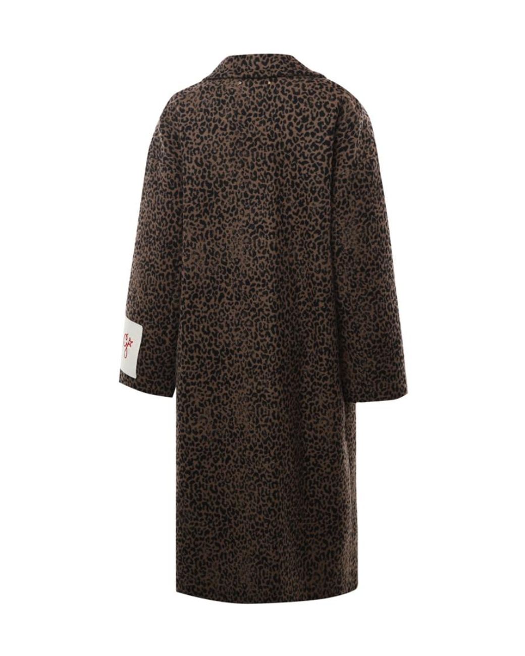 Golden Goose Deluxe Brand Black Leopard Print Single-Breasted Coat