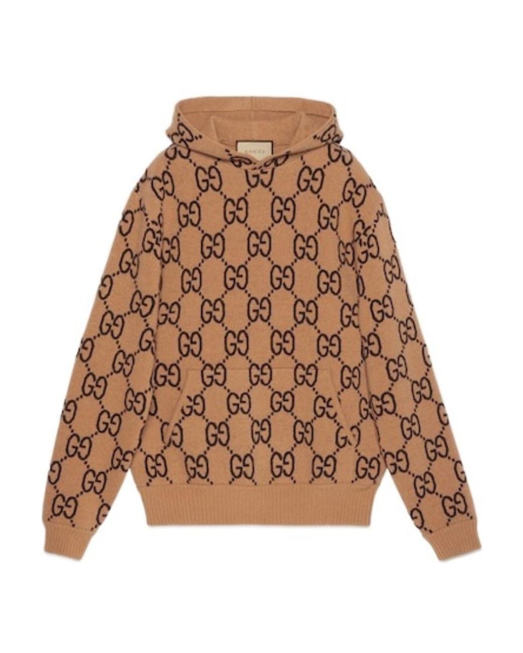 Gucci Brown Gg Wool Hooded Sweatshirt for men