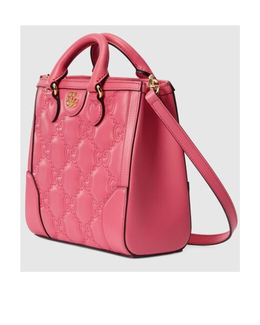 Gucci Pink Gg Logo-Matelassé Tote Bag