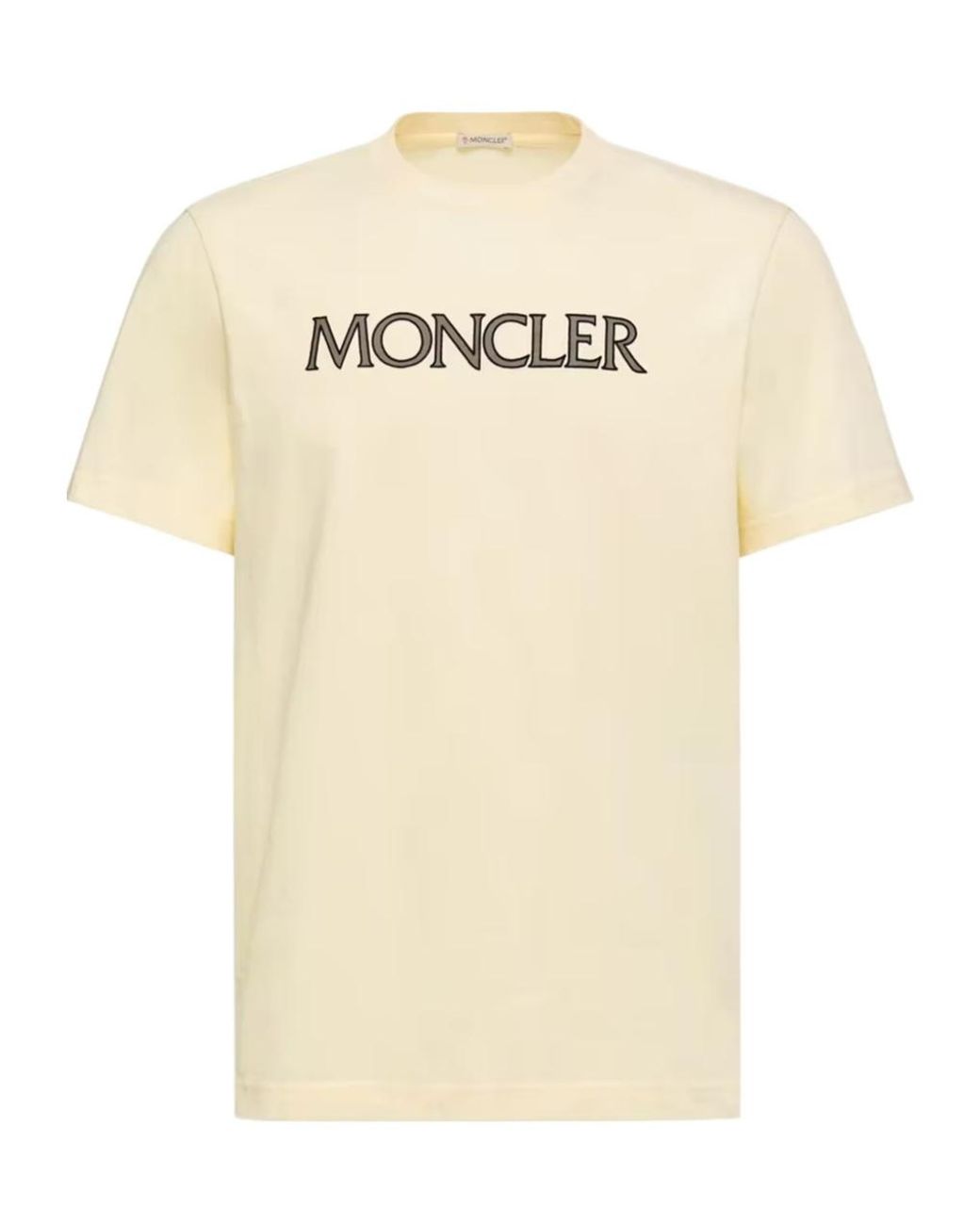 Moncler Natural Logo Velvet Detail T-Shirt for men