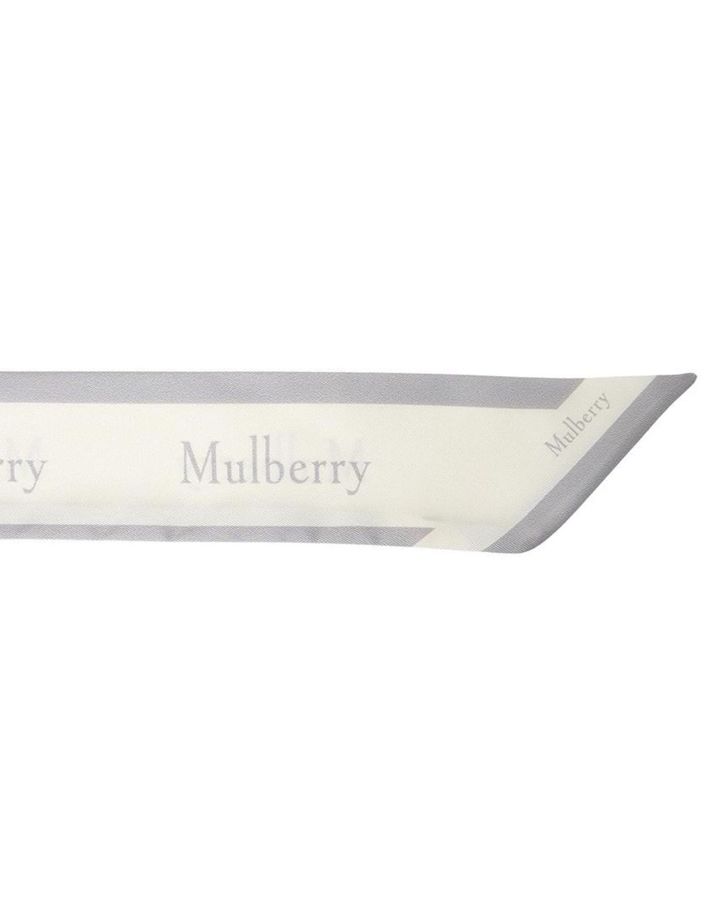 Mulberry White Logo-Border Skinny Scarf