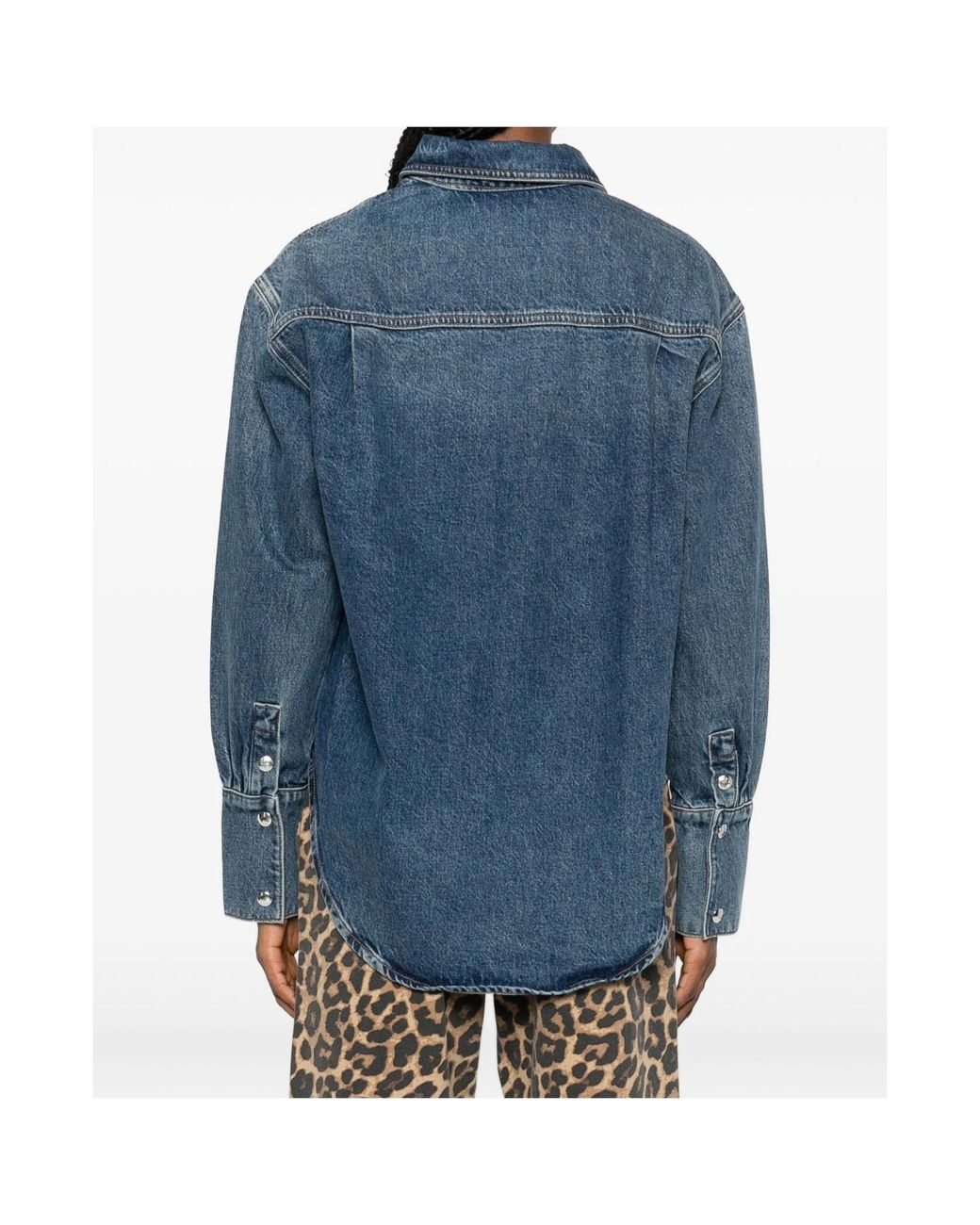 Anine Bing Blue Dante Long Sleeved Oversized Shirt