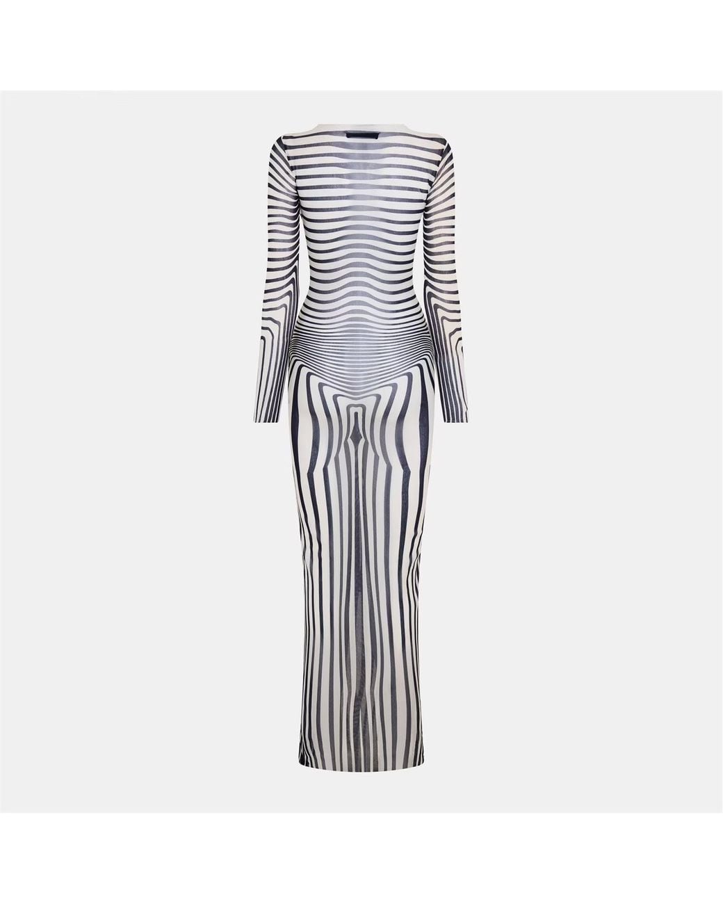 Jean Paul Gaultier Gray Striped Print Dress
