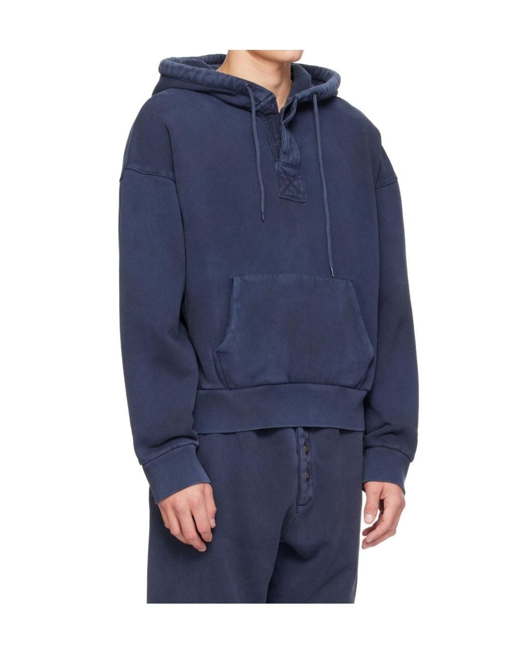Entire studios Blue Distressed Hooded Sweatshirt for men