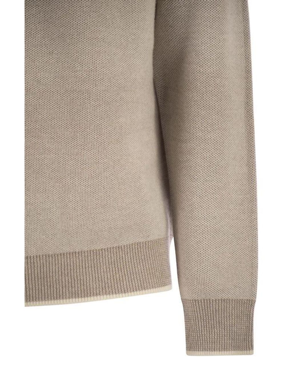 Peserico Natural Ribbed-Trim Sweater for men