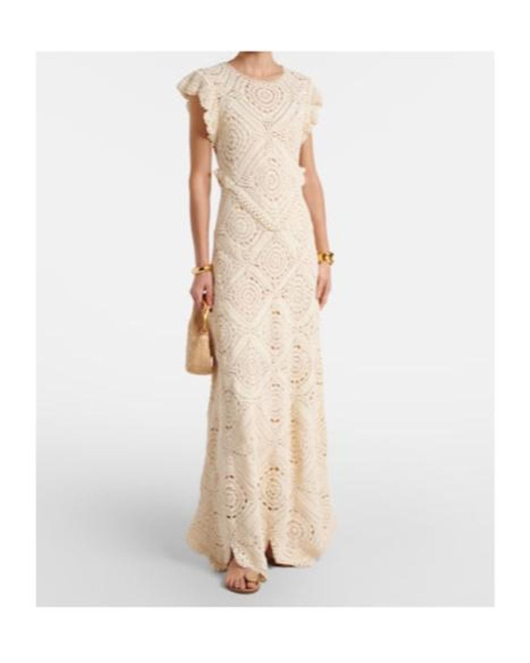 Ulla Johnson Natural Annalisa Crochet Cotton Maxi Dress