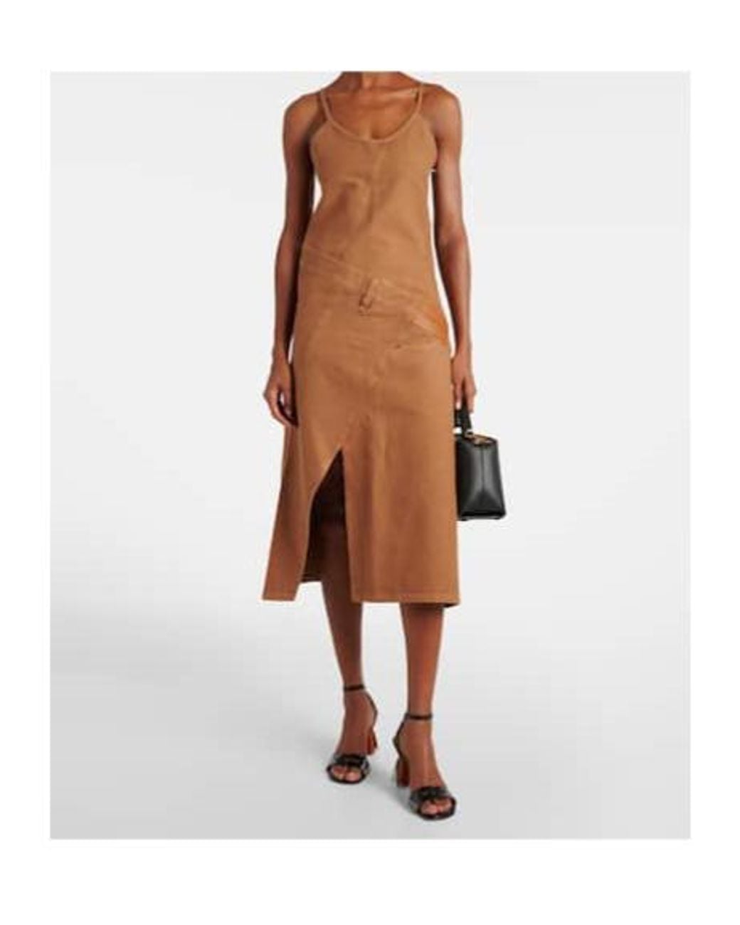 J.W. Anderson Brown Logo Asymmetric Cotton Midi Dress
