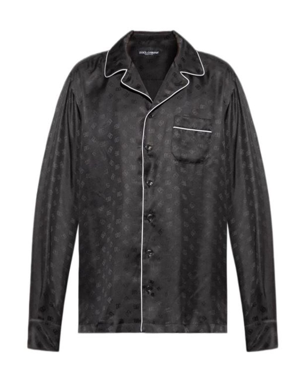 Dolce & Gabbana Black Dg Jacquard Long-Sleeved Shirt for men