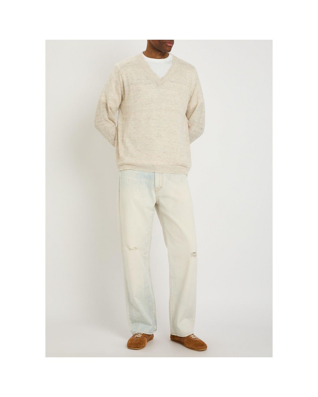 Our Legacy Natural Graduated Distressed Straight-Leg Jeans for men