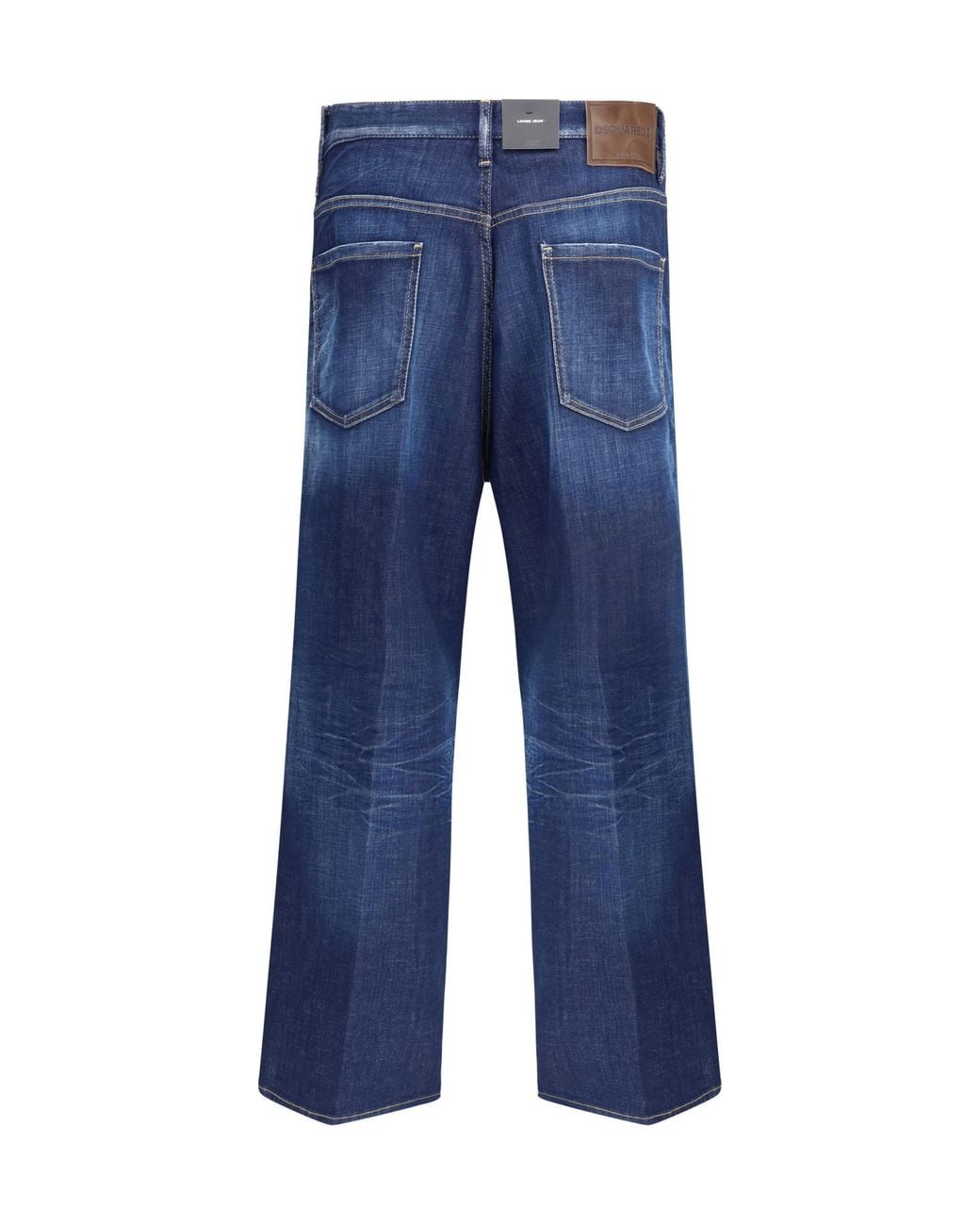 DSquared² Blue Logo Patch Wide-Leg Jeans for men