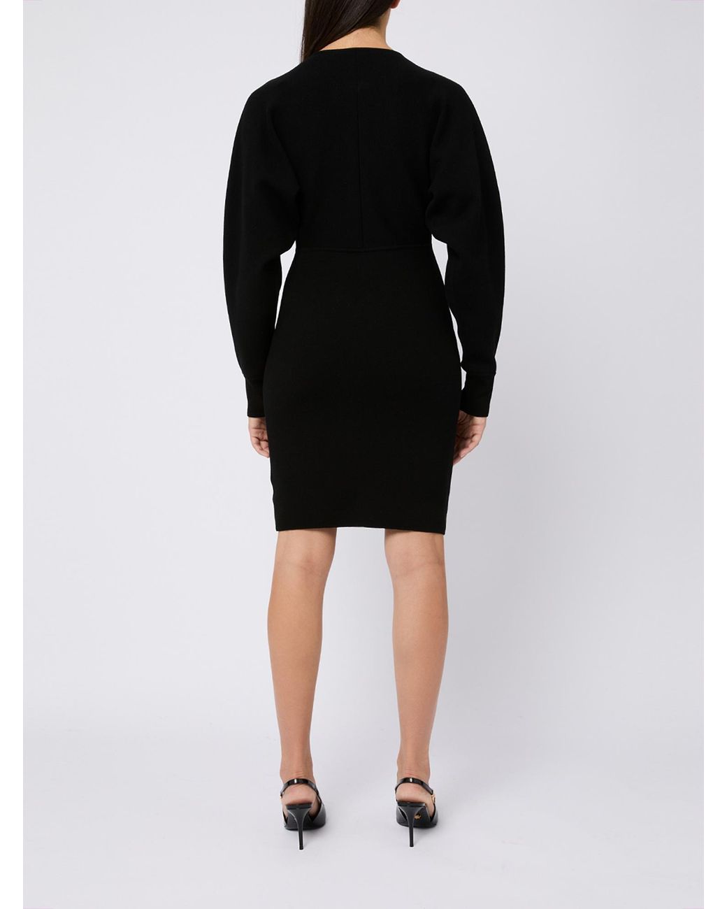 Max Mara Black Studio Zip Detailed Crewneck Long-Sleeved Dress