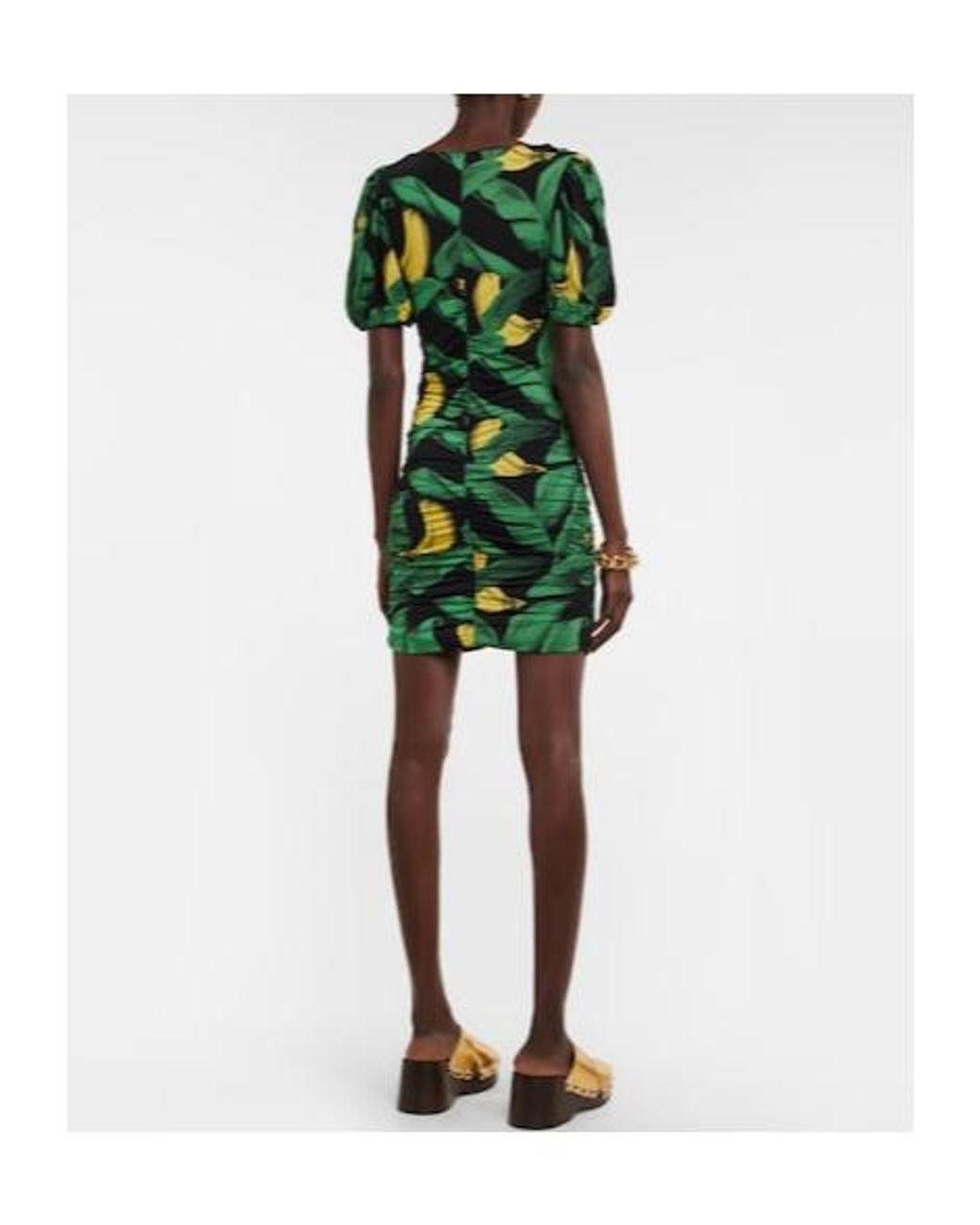Ganni Green Tropical Print Dress