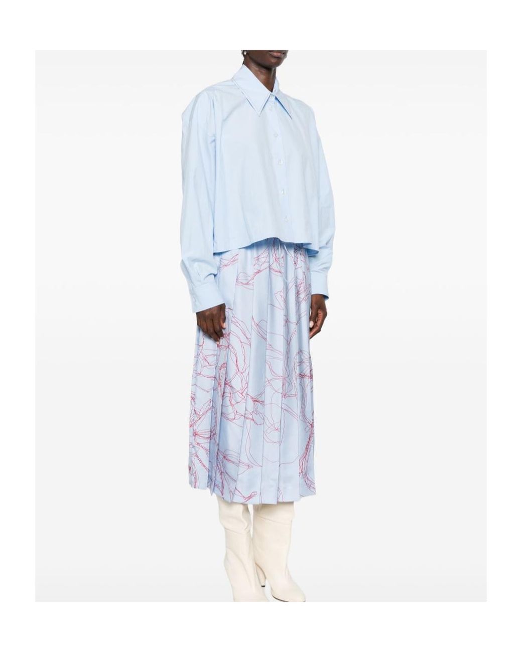 Fabiana Filippi Blue Cropped Long-Sleeve Shirt