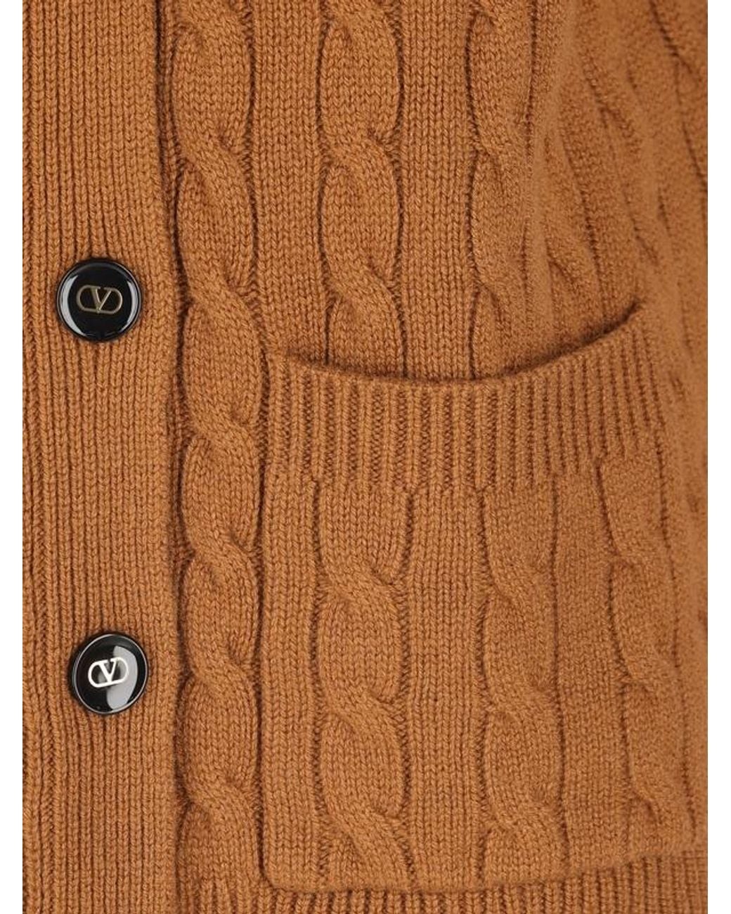 Valentino Brown Belted Button-Up Cardigan