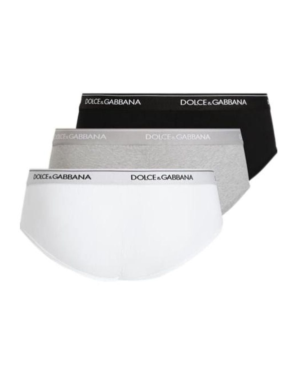 Dolce & Gabbana White Logo Waistband Set Of Three Briefs for men