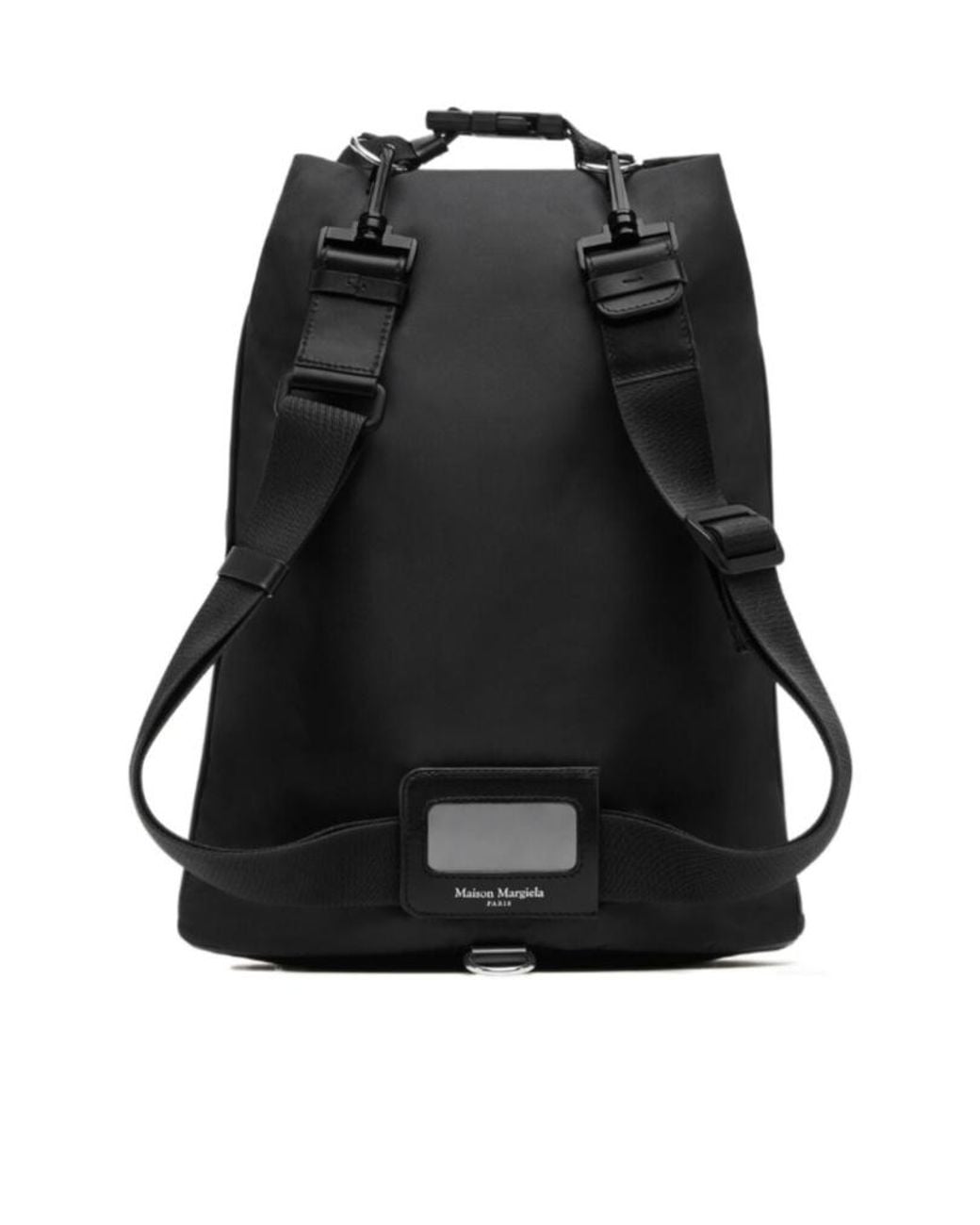 Maison Margiela Black Logo Detailed Roll-Up Backpack for men