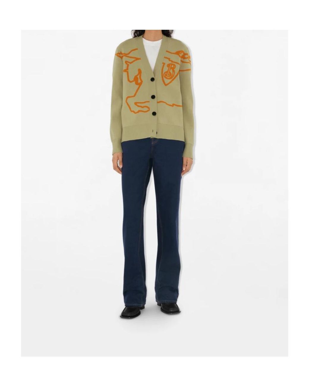 Burberry Green Ekd V-Neck Buttoned Cardigan