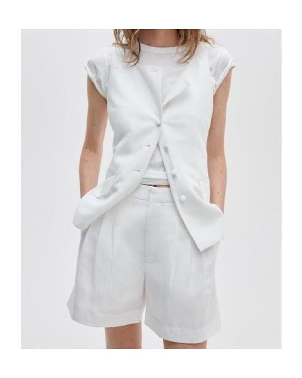 Rag & Bone White Pleated Tailored Shorts