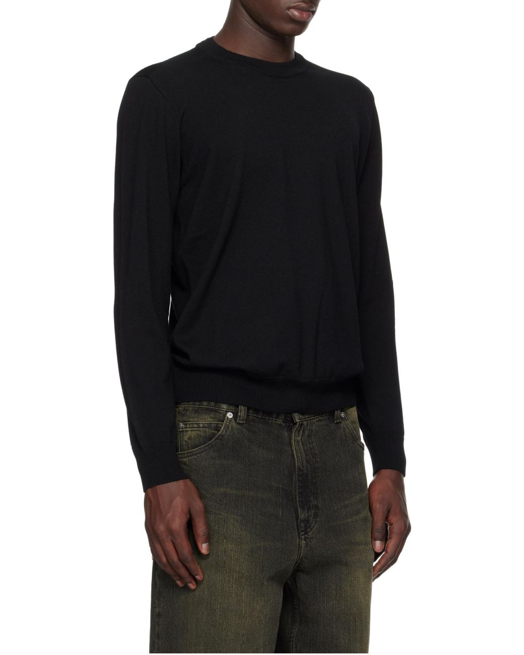 Stone Island Black Logo Patch Crewneck Jumper for men