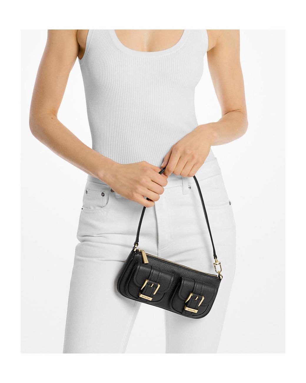 MICHAEL Michael Kors Black Zoe Buckle Detailed Shoulder Bag