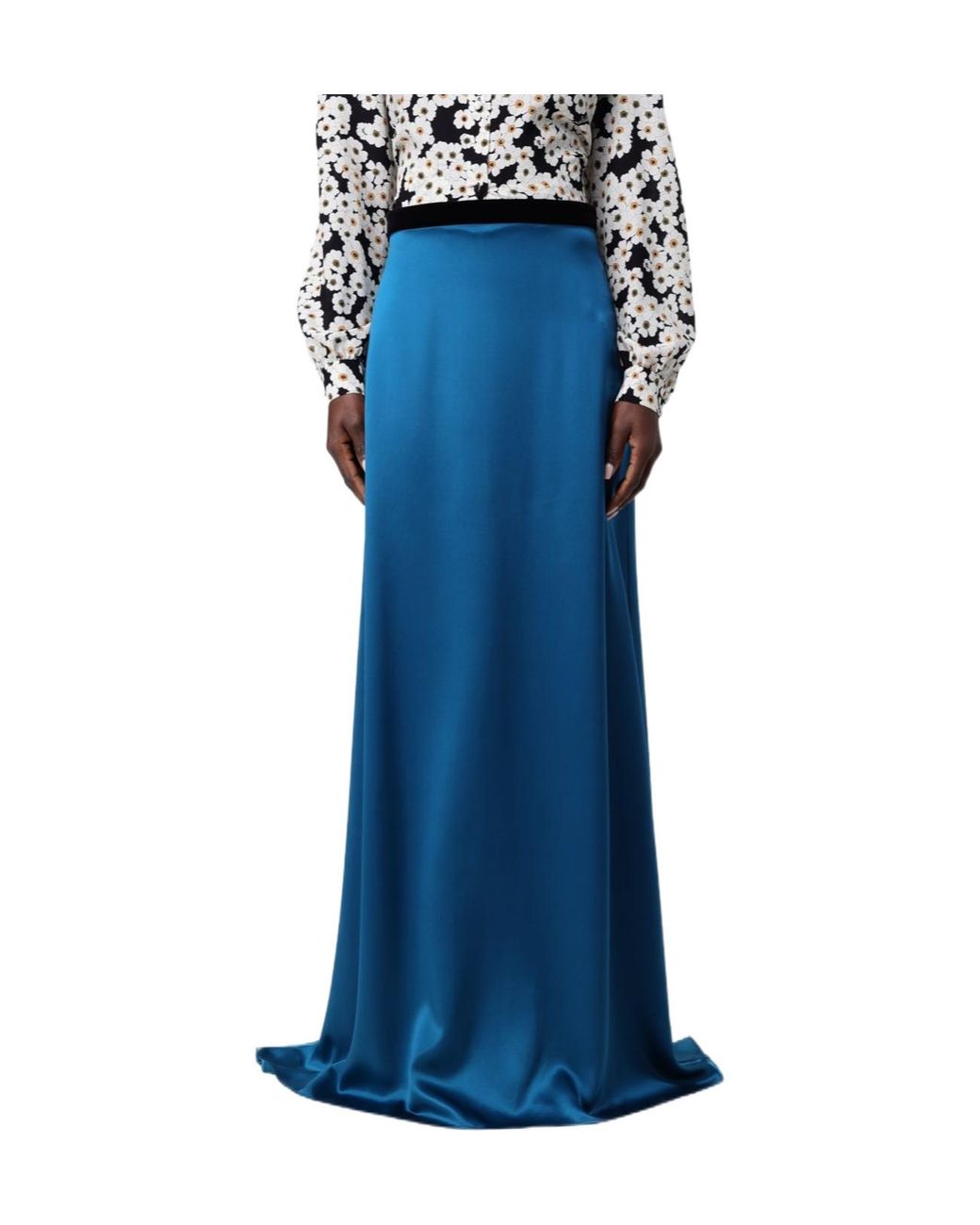 Valentino Blue Elastic Waist Midi Skirt