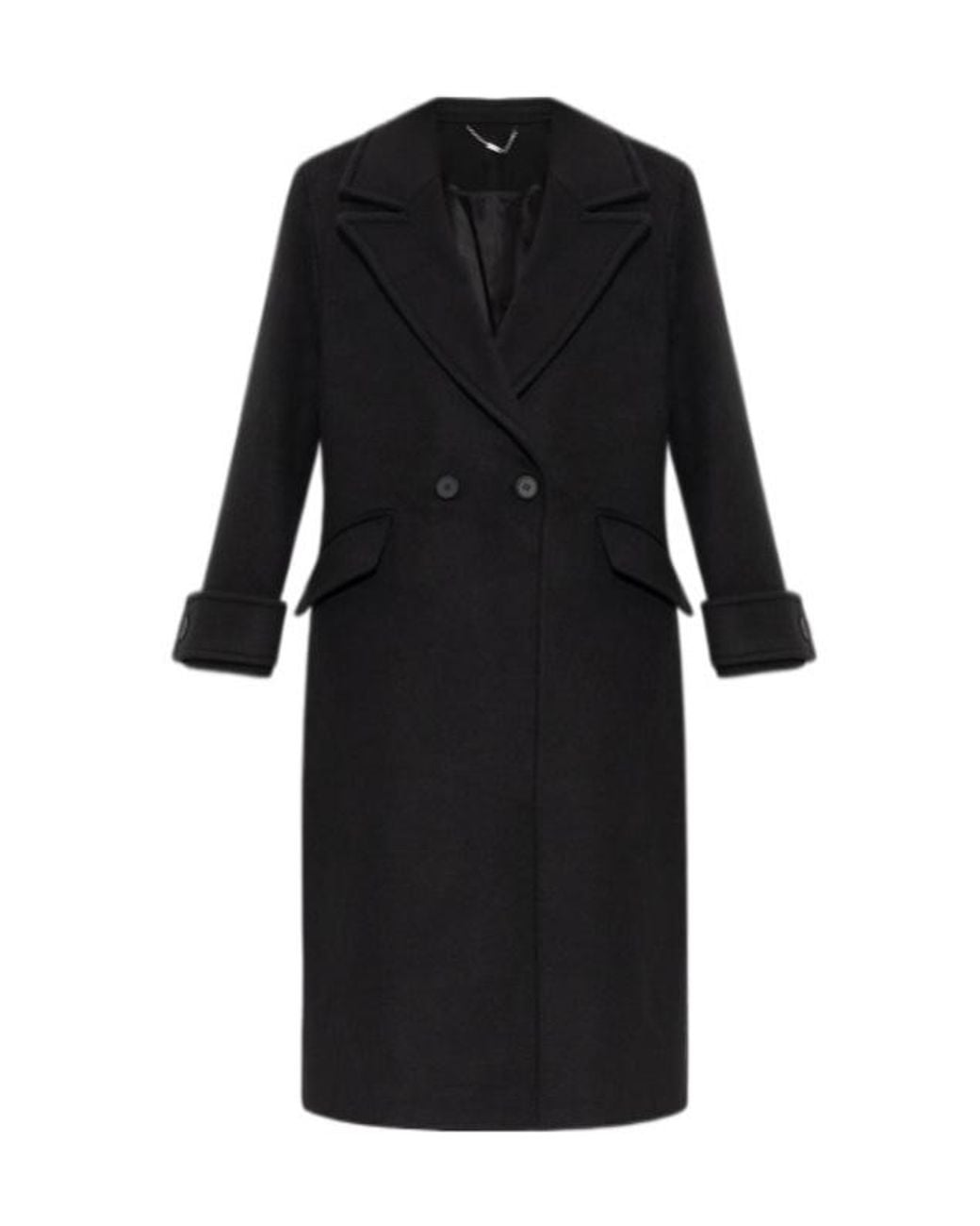 AllSaints Black Mabel Double-Breasted Coat