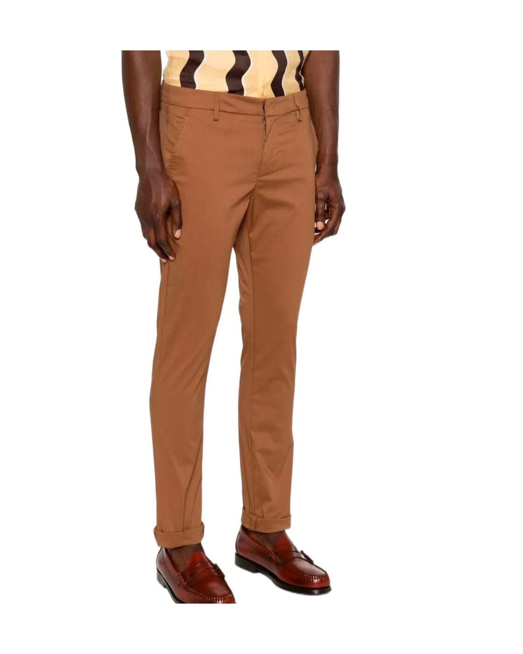 Dondup Brown Straight Leg Trousers for men