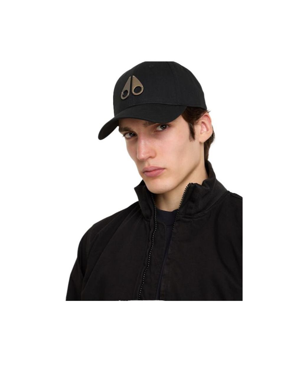 Moose Knuckles Black Logo Cotton Baseball Cap for men