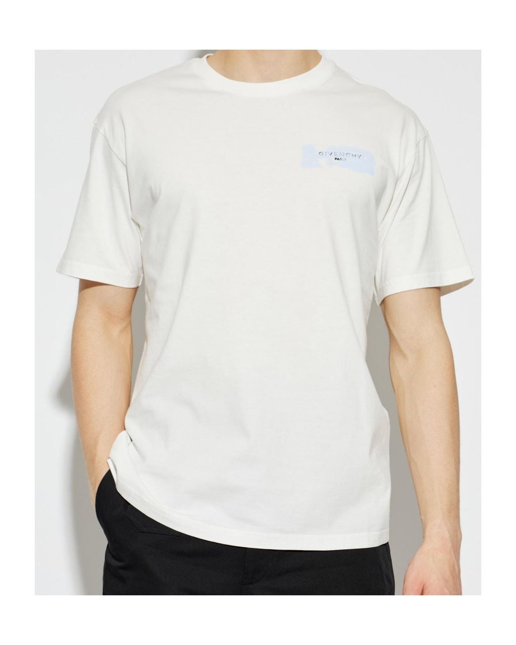Givenchy White Logo Printed Crewneck T-Shirt for men