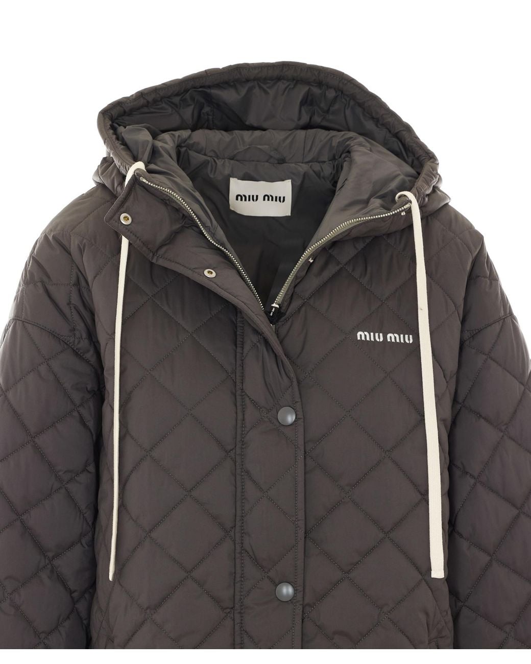Miu Miu Gray Technical Pongé Down Jacket
