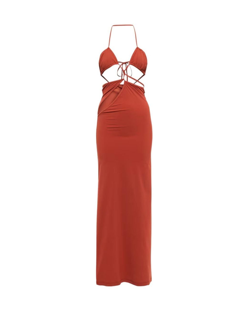 Christopher Esber Red Hollow-Out Halter Neck Dress
