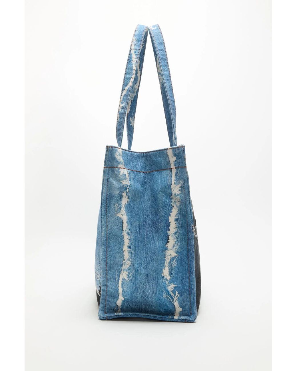 Acne Blue Denim Print Tote Bag