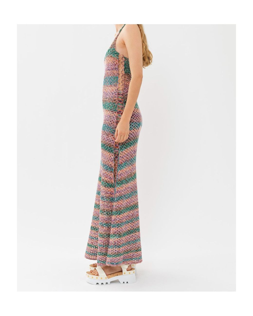 Chloé Gray Chloé Striped Sleeveless Knit Dress