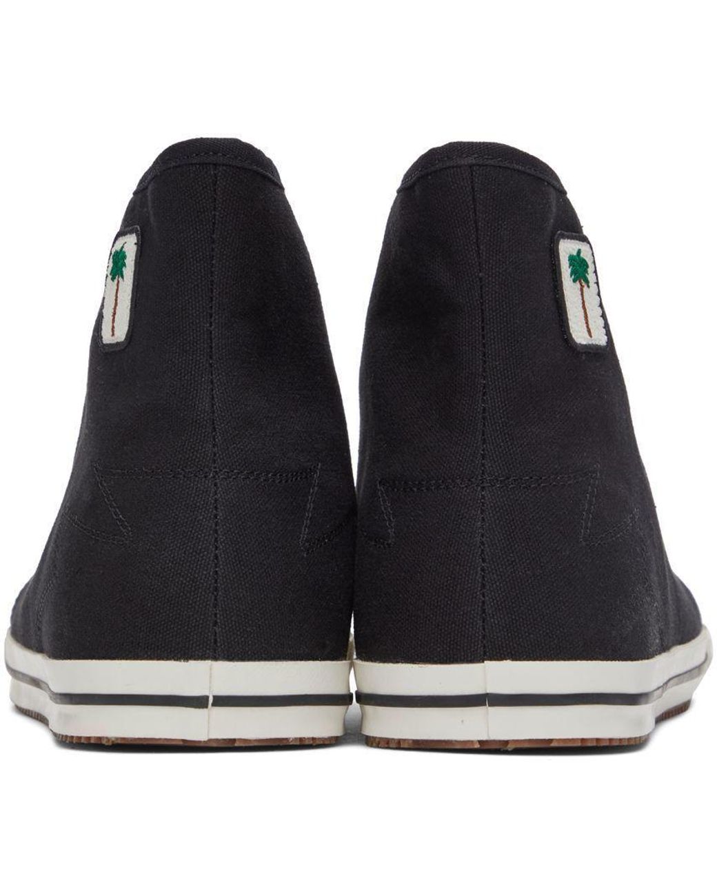 Palm Angels Black Logo-Patch High-Top Sneakers for men