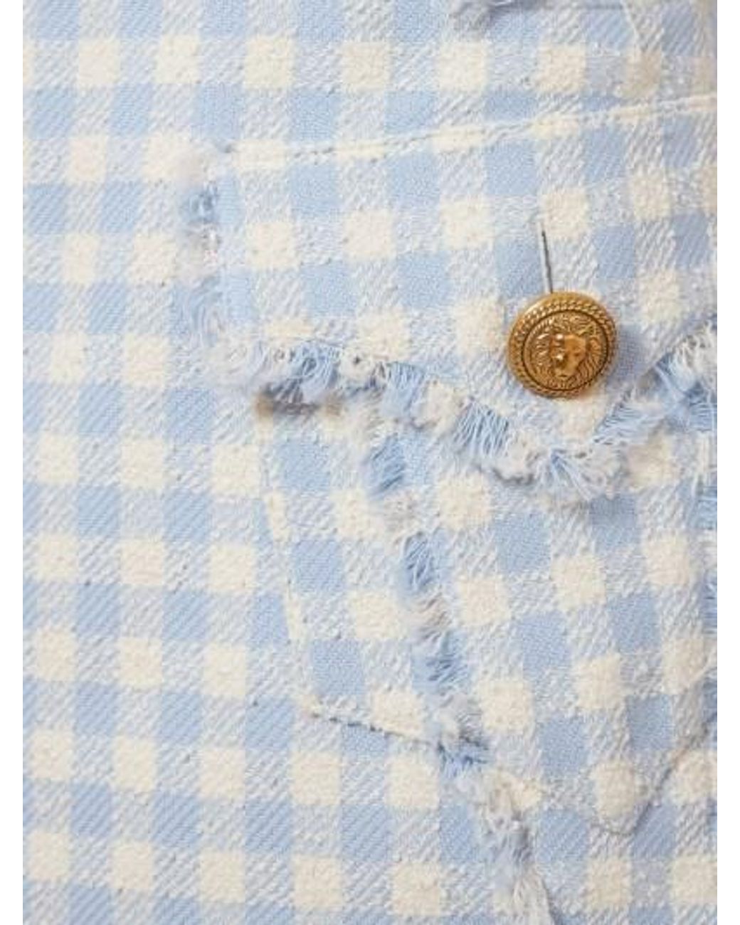 Balmain Blue Check Tweed Skirt
