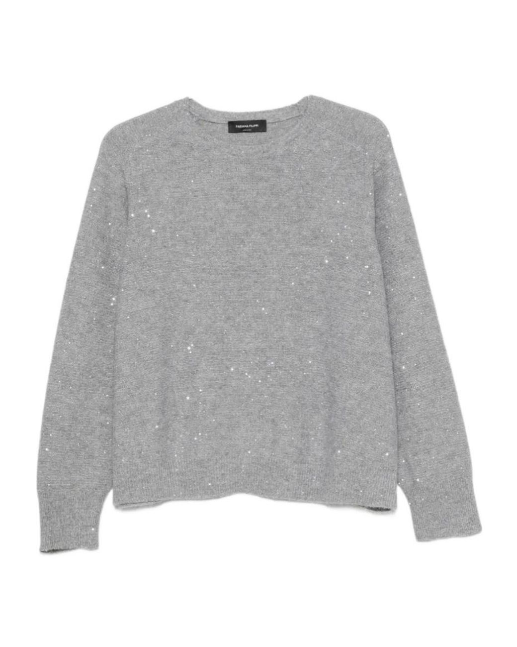 Fabiana Filippi Gray Sequin-Embellished Sweater