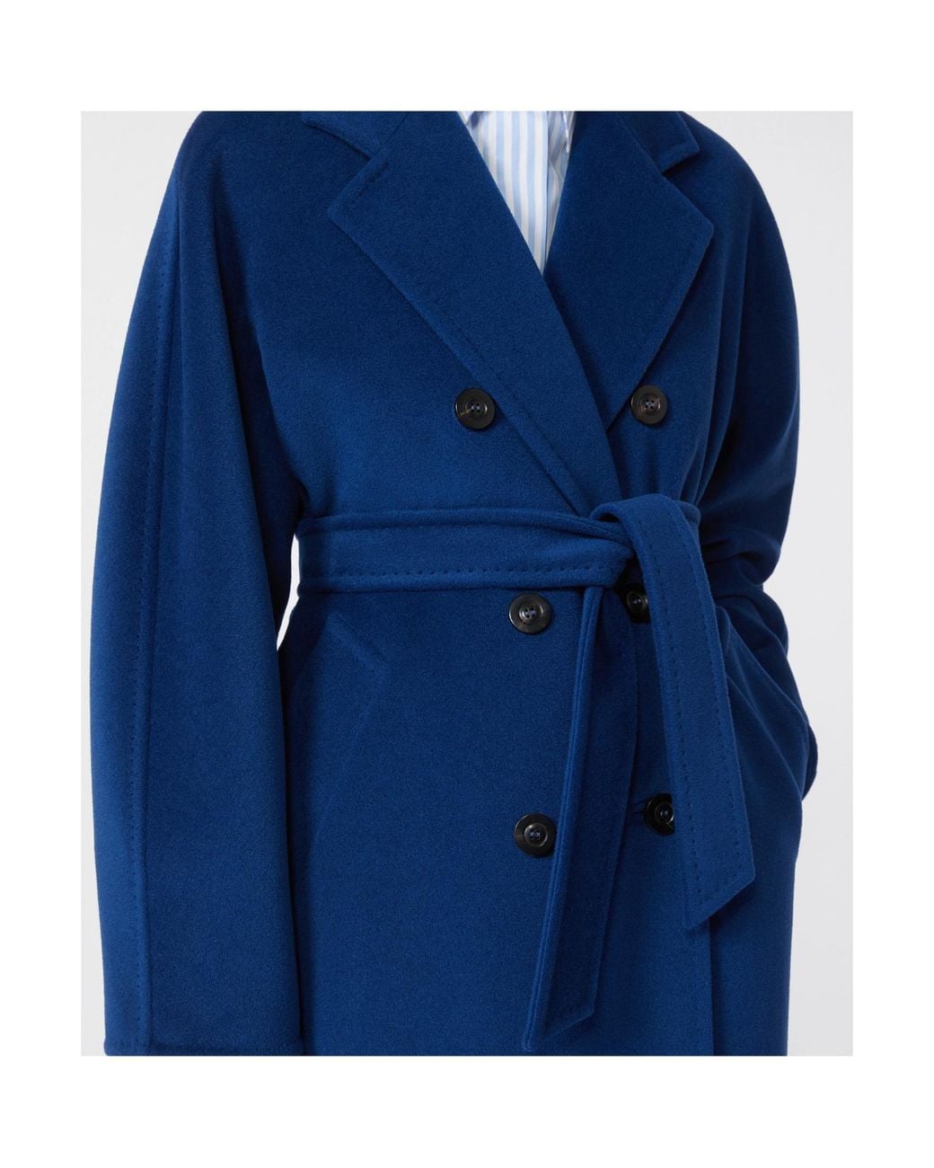 Max Mara Blue Icon Belted Double-Breasted Coat