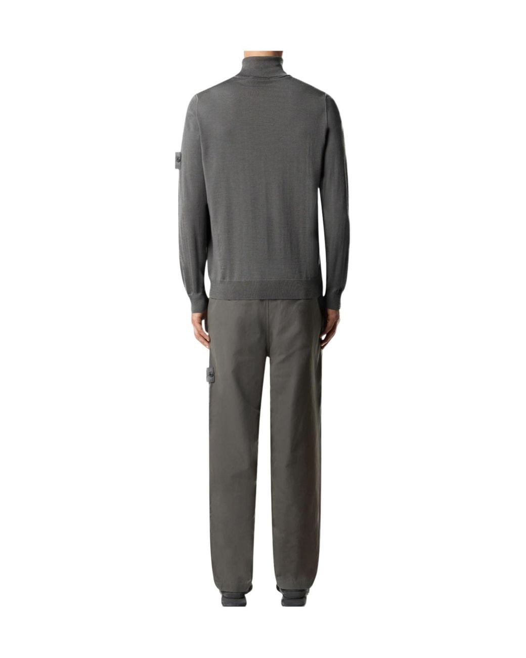 Stone Island Gray Logo Patch Roll-Neck Jumper for men