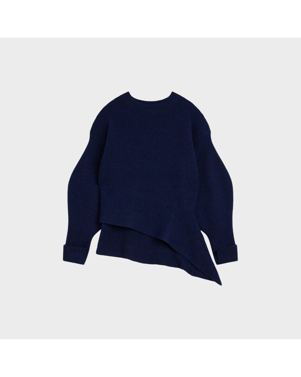 Givenchy Blue Asymmetric Long Knitted Sweater
