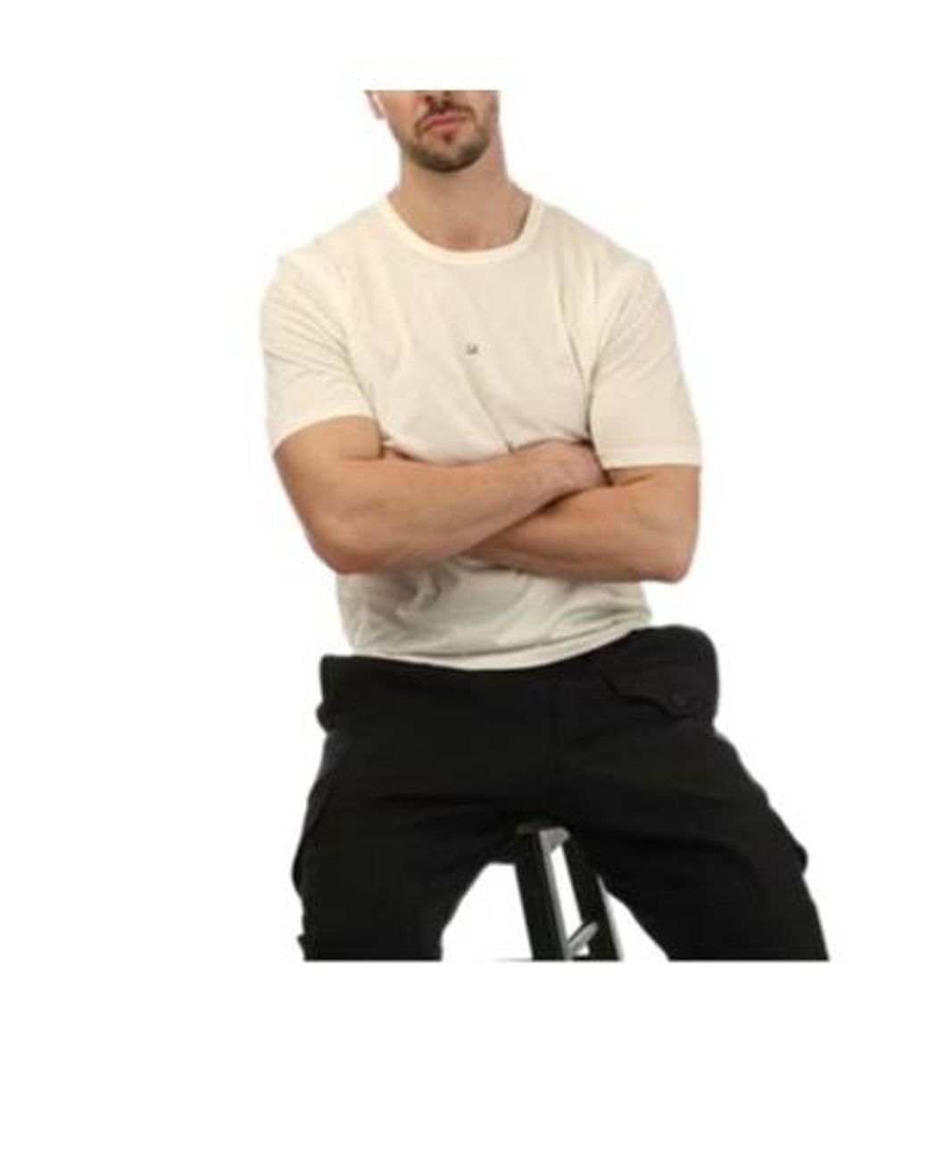 C P Company White Crewneck Shortsleeve Tshirt for men