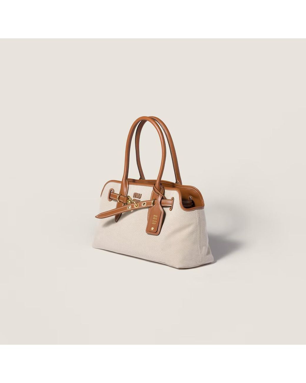Miu Miu Brown Aventure Logo-Detailed Shoulder Bag