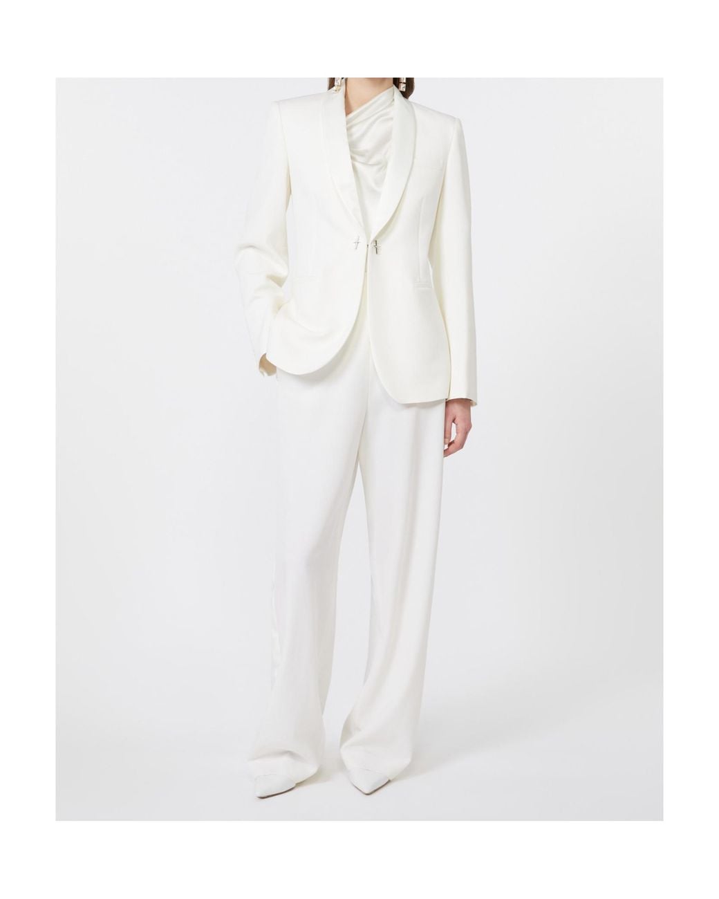 Max Mara White Balta High-Waist Wide-Leg Pants