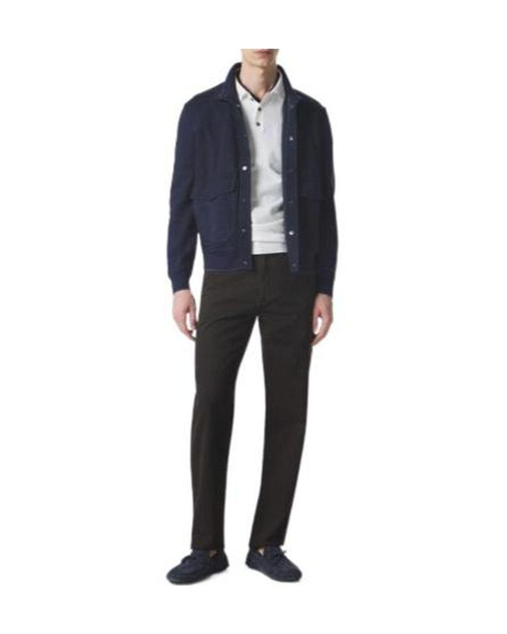 Canali Blue Minimalist Suede Jacket for men