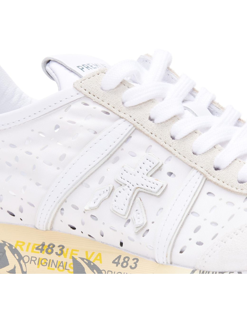 Premiata White Logo Sports Shoes