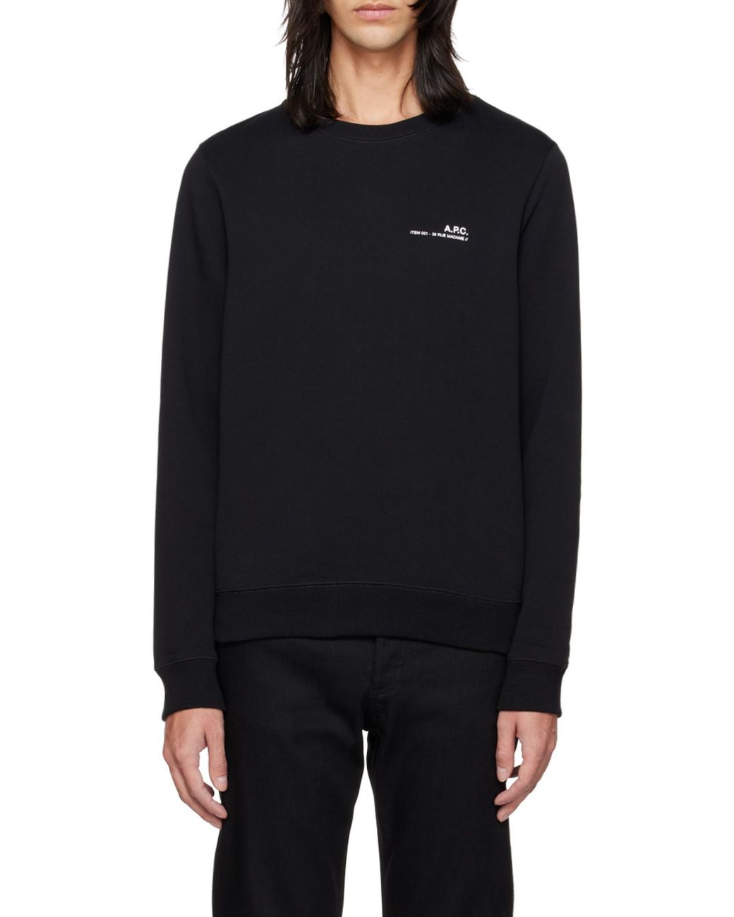 A.P.C. Black Logo Printed Crewneck Sweatshirt for men