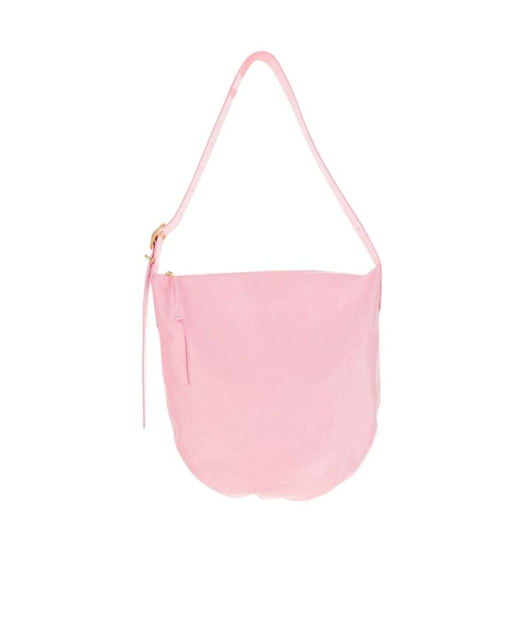 Jil Sander Pink Crinkled-Finish Zip-Up Medium Shoulder Bag