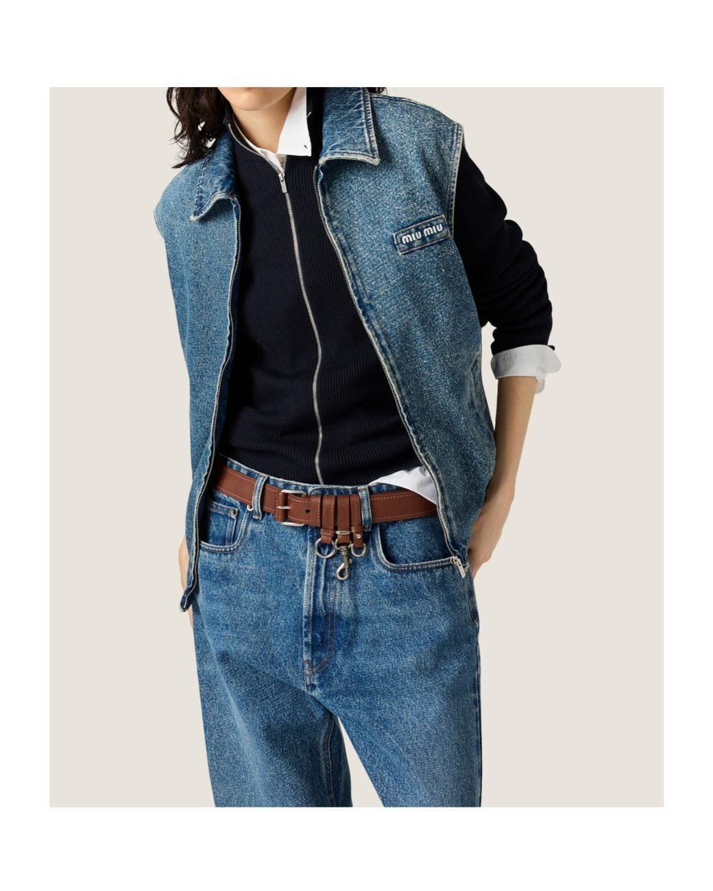 Miu Miu Blue Washed Denim Vest